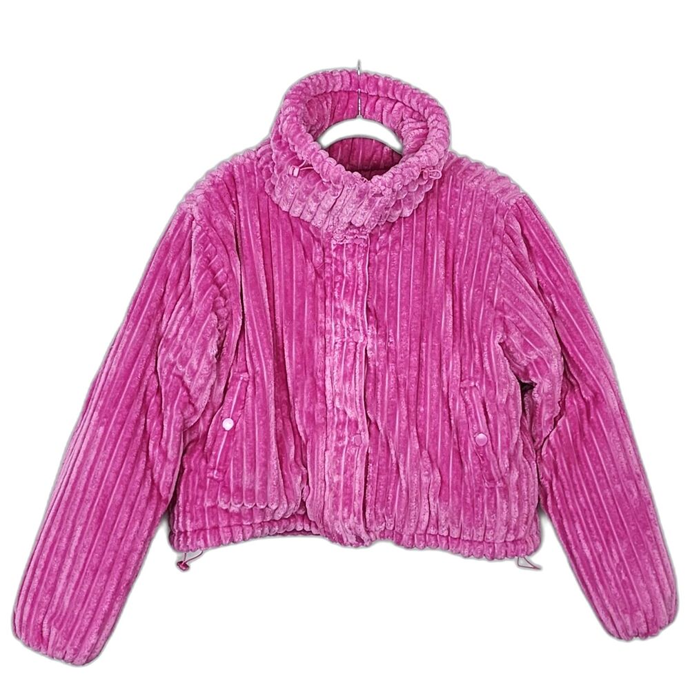BDG Urban Outfitters Isla Funnel Neck Corduroy Puffer Jacket Coat Pink Size M